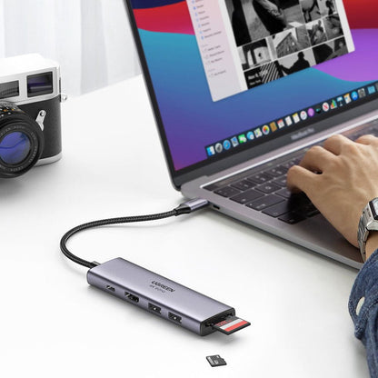 Hub USB-C UGREEN CM511 (60384), 2 x USB-A 3.0 - 1 x USB-C - 1 x HDMI - 1 x SD - 1 x microSD, Szürke