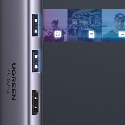 Hub USB-C UGREEN CM511 (60384), 2 x USB-A 3.0 - 1 x USB-C - 1 x HDMI - 1 x SD - 1 x microSD, Szürke