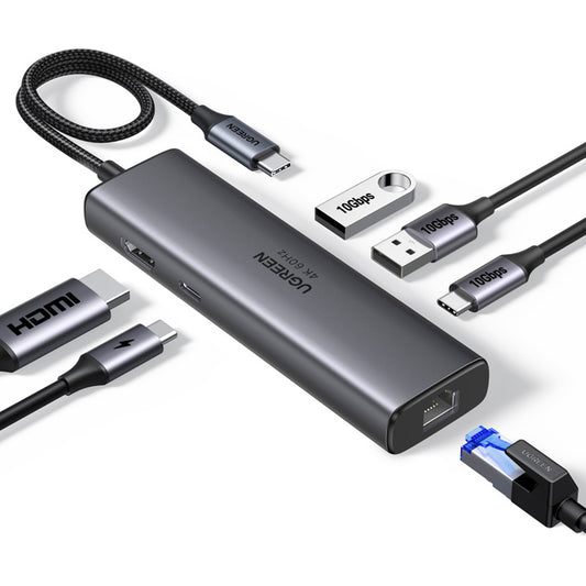 UGREEN CM512 USB-C Hub (45000), 2 x USB-A 3.2 - 2 x USB-C - 1 x HDMI - 1 x RJ45, Szürke