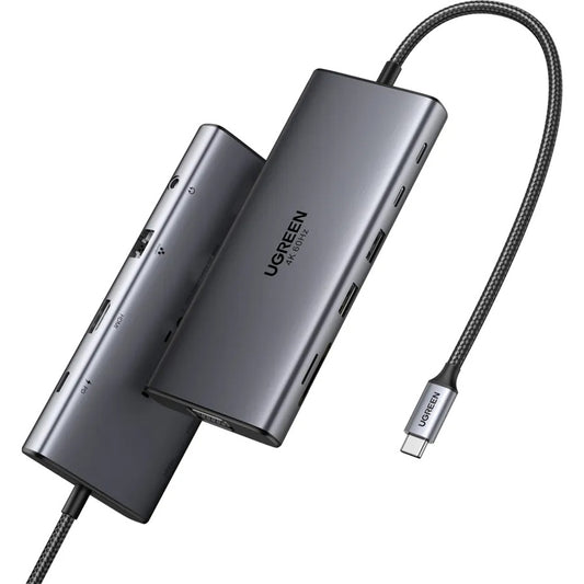 UGREEN CM639 USB-C Hub (45520), 2 x USB-A 3.2 - 3 x USB-C - 1 x HDMI - 1 x VGA - 1 x 3.5mm Jack - 1 x RJ45 - 1 x SD - 1 x microSD, Szürke