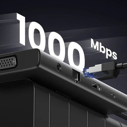 UGREEN CM639 USB-C Hub (45520), 2 x USB-A 3.2 - 3 x USB-C - 1 x HDMI - 1 x VGA - 1 x 3.5mm Jack - 1 x RJ45 - 1 x SD - 1 x microSD, Gray