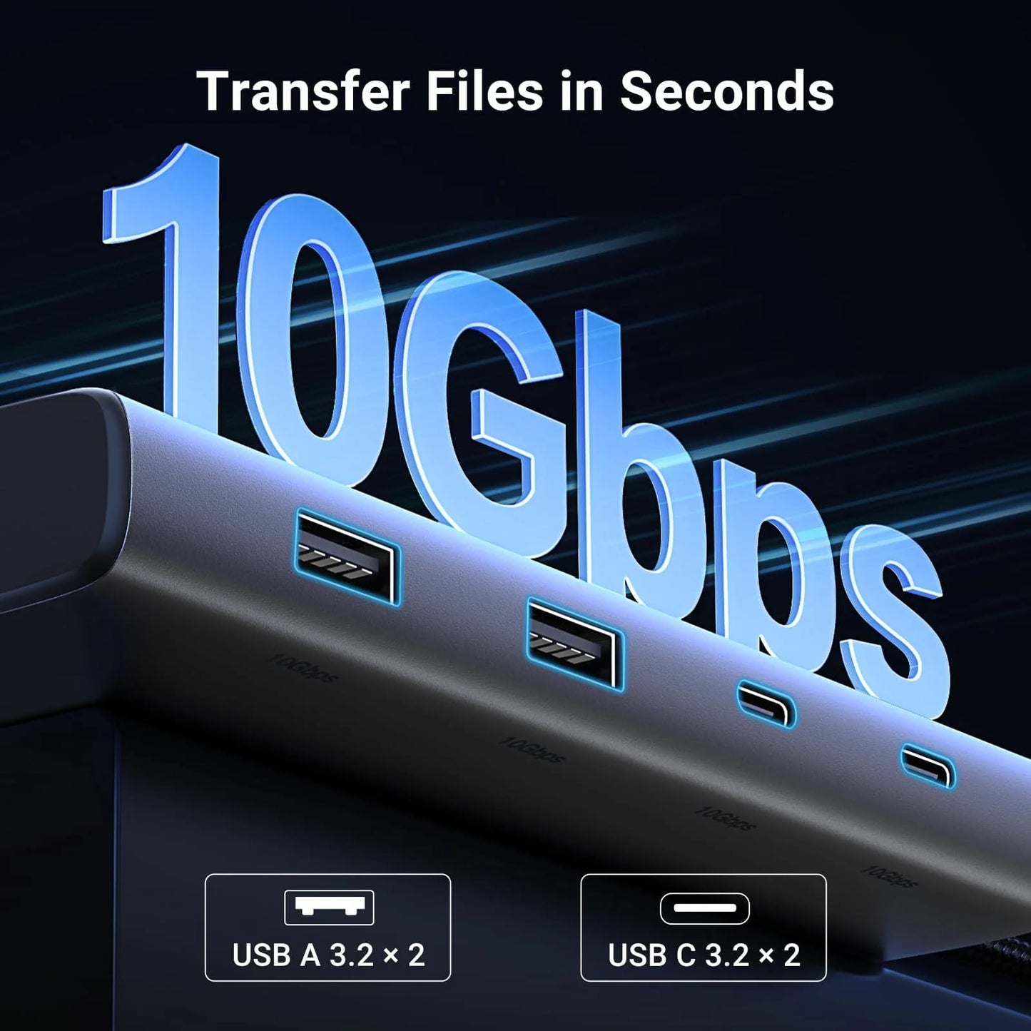 UGREEN Revodok 308 CM639 USB-C hub, 2 x USB-A 3.2 - 3 x USB-C - 1 x Display Port - 2 x HDMI, szürke