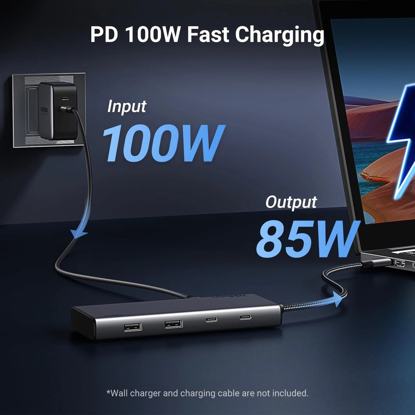 UGREEN Revodok 308 CM639 USB-C hub, 2 x USB-A 3.2 - 3 x USB-C - 1 x Display Port - 2 x HDMI, szürke