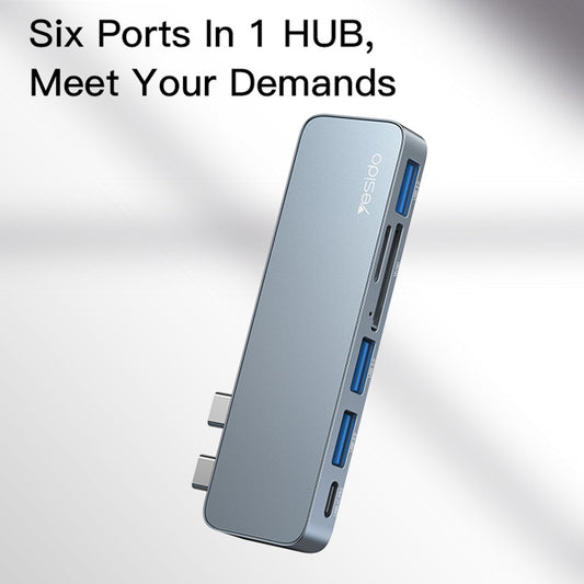 Yesido HB10 USB-C Hub Apple MacBook Pro / Air-hez, 6in1, Szürke
