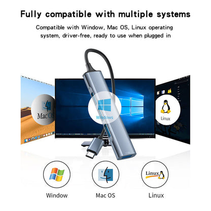 USB-C Yesido HB17 hub, 4 az 1-ben, szürke