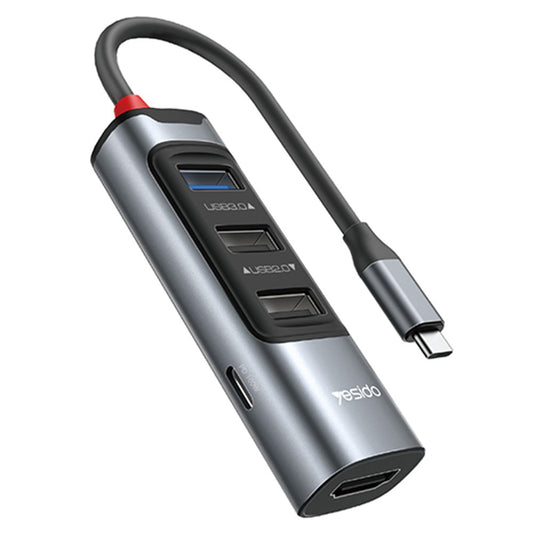 USB-C Yesido HB22, 5in1, Szürke Hub