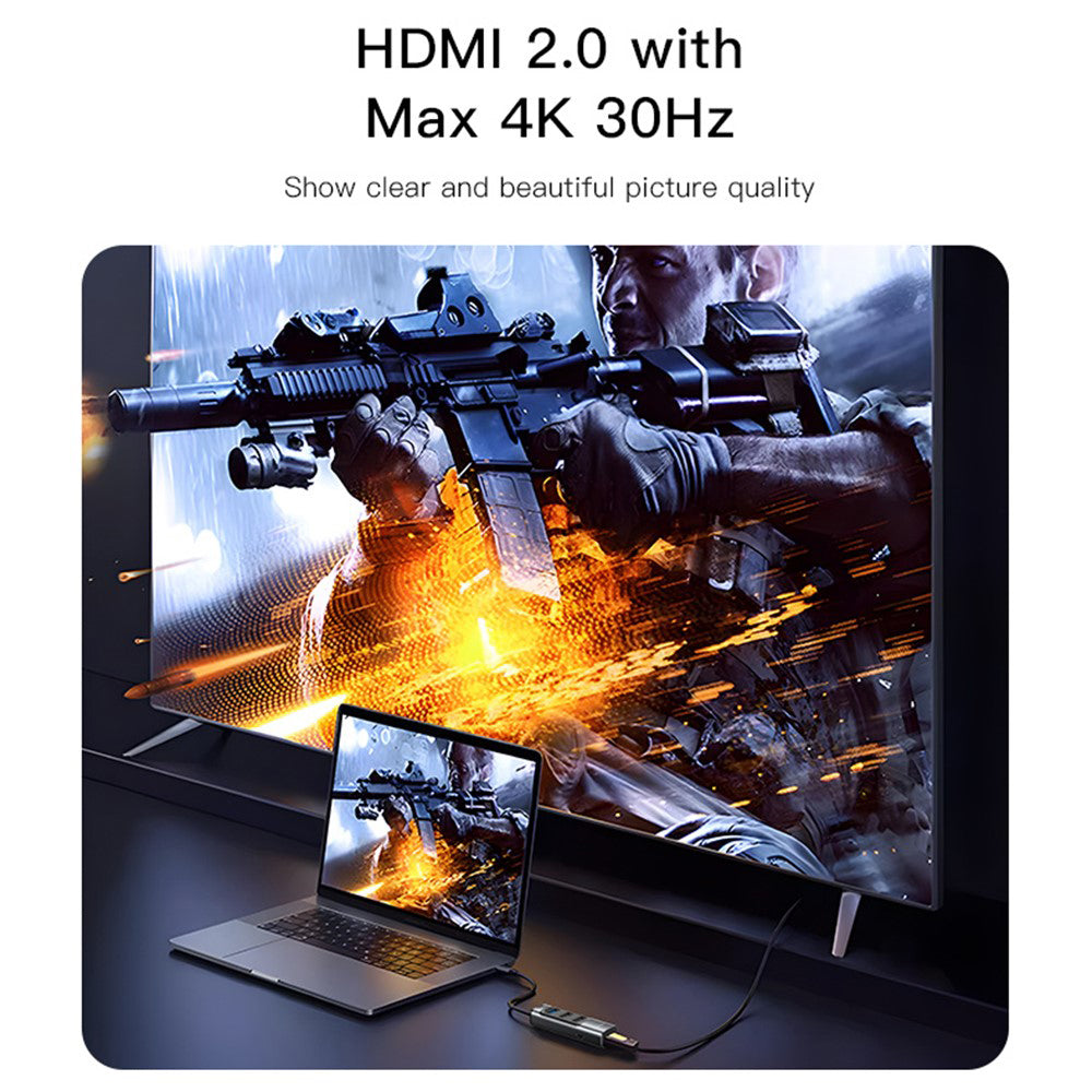 USB-C Yesido HB22, 5in1, Szürke Hub