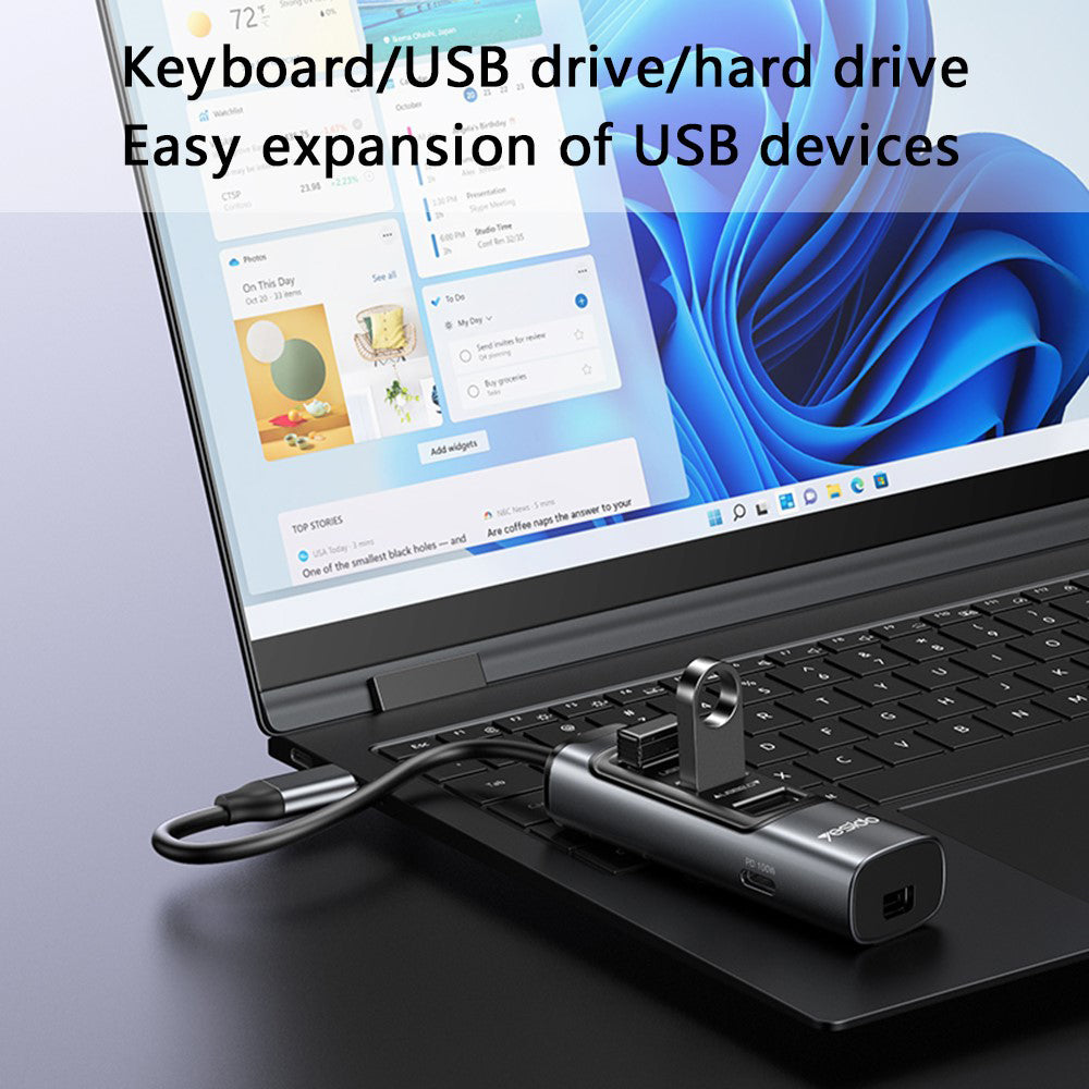 USB-C Yesido HB24, 5in1, Szürke Hub