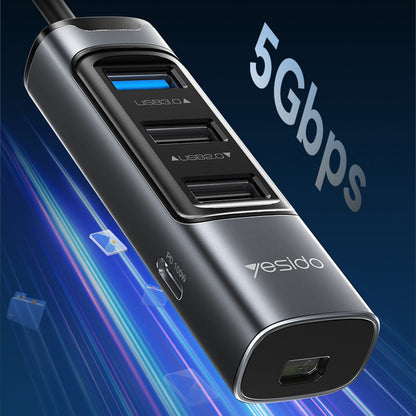 USB-C Yesido HB24, 5in1, Szürke Hub