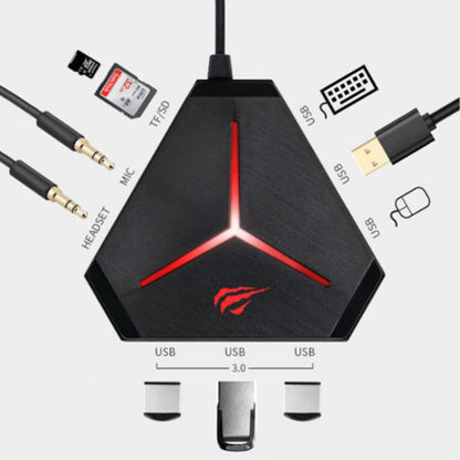 Hub USB HAVIT H95, 10in1, Fekete