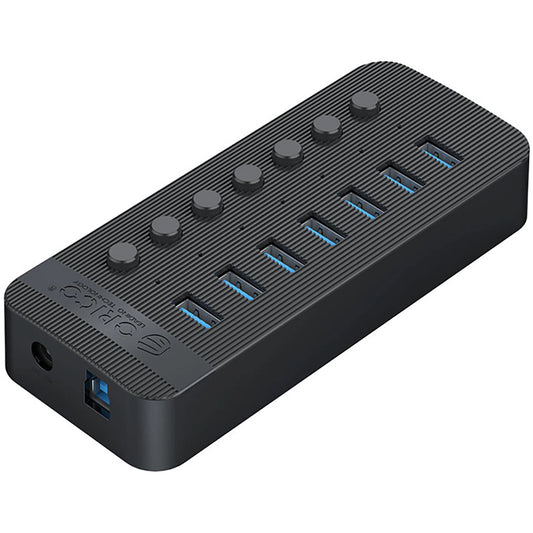 Orico CT2U3-7AB USB hub, 7 x USB-A 3.0, Fekete