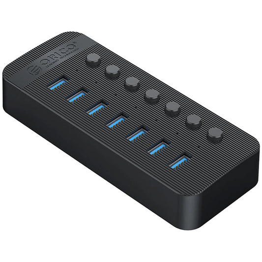 Orico CT2U3-7AB USB hub, 7 x USB-A 3.0, Fekete