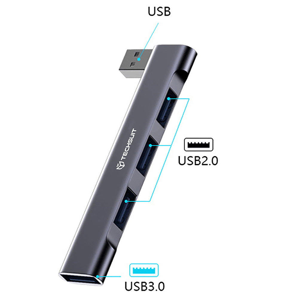 Techsuit H14 ZenithDock USB hub, 4in1, Szürke