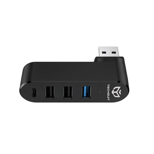 USB Hub Techsuit H17 SplitterNode, 4in1, Fekete