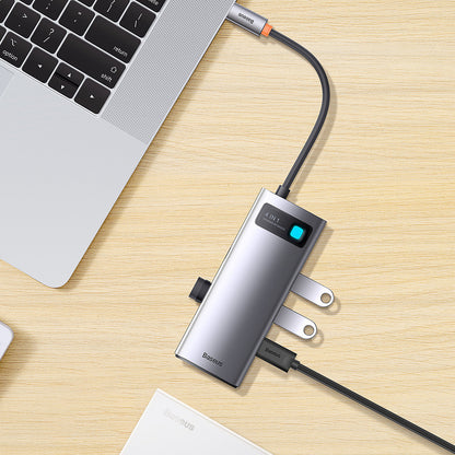 Hub USB-C Baseus Metal Gleam, 4 x USB-A 3.0, Szürke WKWG070013