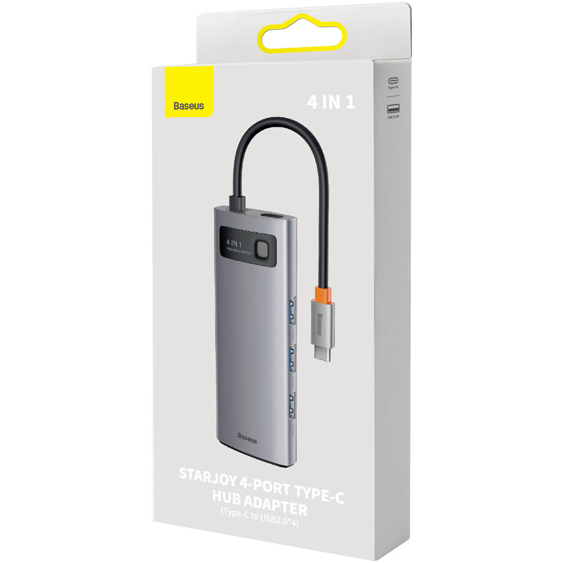 Hub USB-C Baseus Metal Gleam, 4 x USB-A 3.0, Szürke WKWG070013