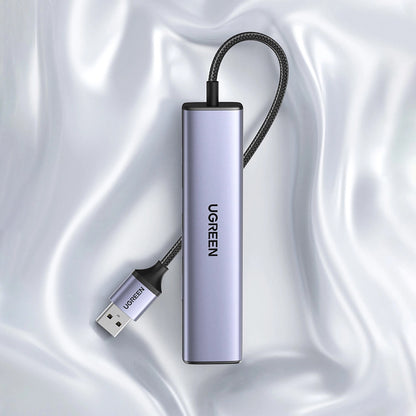UGREEN CM475 USB Hub, 3 x USB-A 3.0 - 1 x USB-C - 1 x RJ45, Szürke