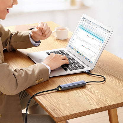 UGREEN CM475 USB Hub, 3 x USB-A 3.0 - 1 x USB-C - 1 x RJ45, Szürke