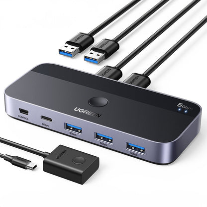 UGREEN CM662 USB Hub, 3 x USB-A 3.0 - 1 x USB-C - 1 x miniUSB, Black