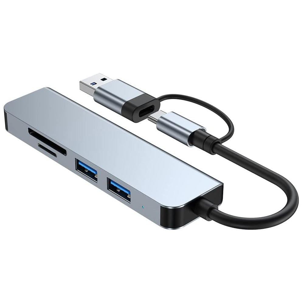 USB / USB-C Techsuit H7 DataBridge, 5in1, Szürke