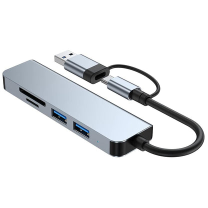 USB / USB-C Techsuit H7 DataBridge, 5in1, Szürke