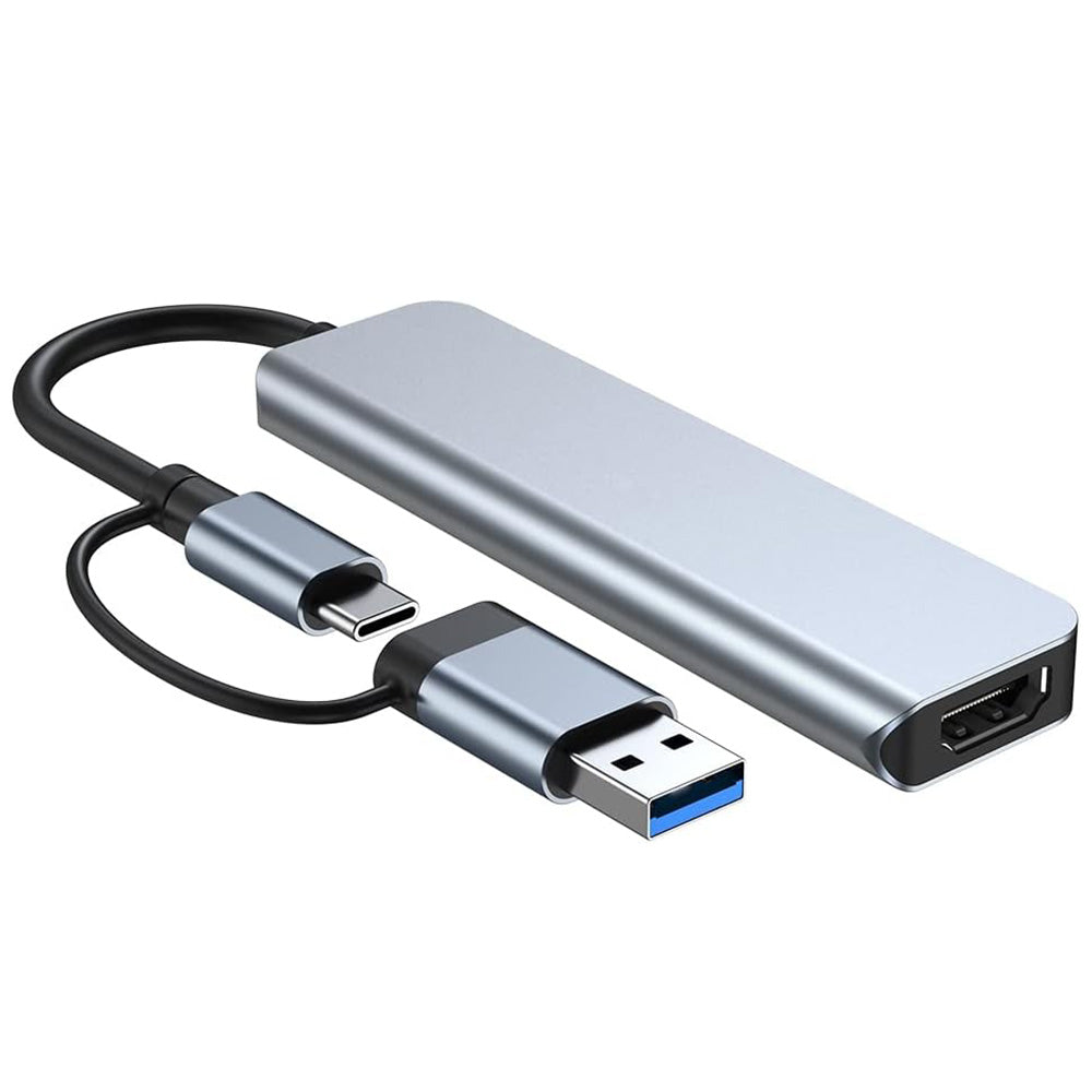 USB / USB-C Techsuit H7 DataBridge, 5in1, Szürke