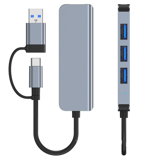 USB / USB-C Techsuit H8 DataBridge, 4 az 1-ben, Szürke