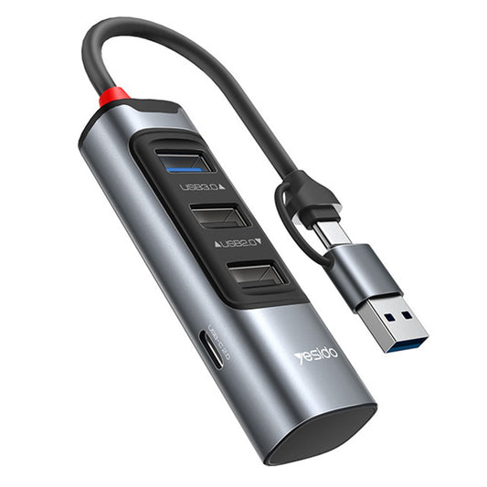 USB / USB-C Yesido HB19, 4in1, Szürke