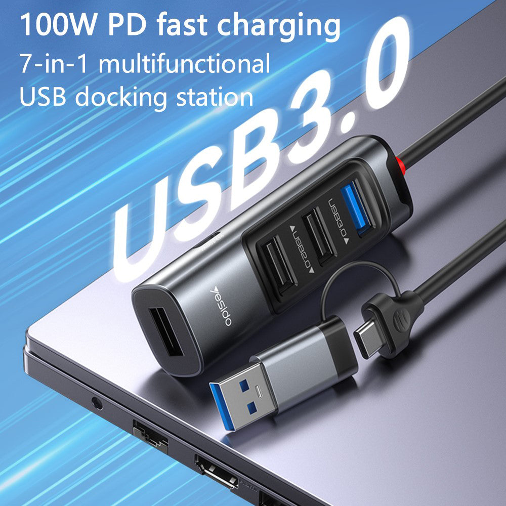 USB / USB-C Yesido HB20, 5 az 1-ben, Szürke