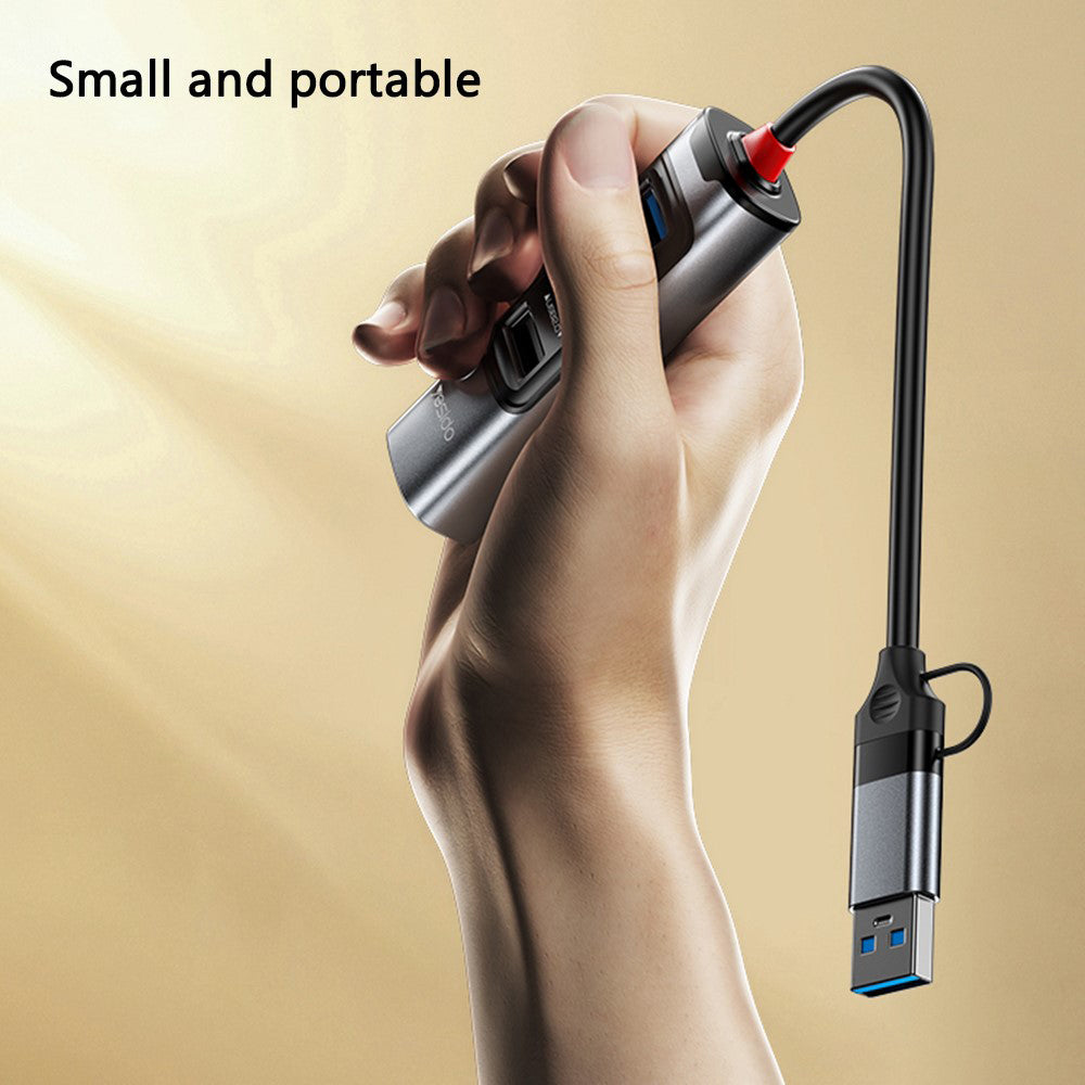 USB / USB-C Yesido HB20, 5 az 1-ben, Szürke