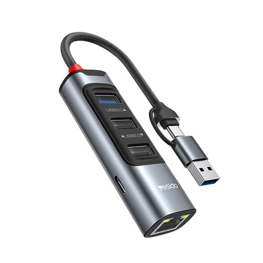 USB / USB-C Yesido HB21, 5in1, Szürke Hub