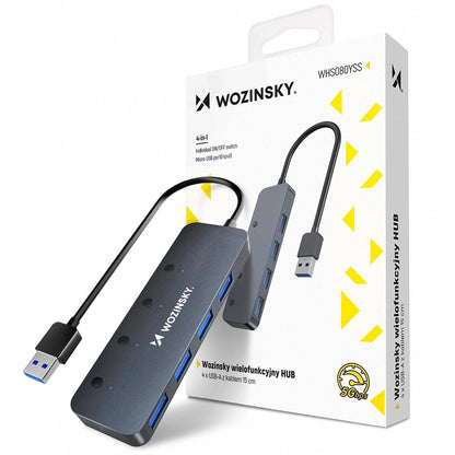 USB Hub WZK WHS080YSS, 4 x USB-A 3.0, Szürke
