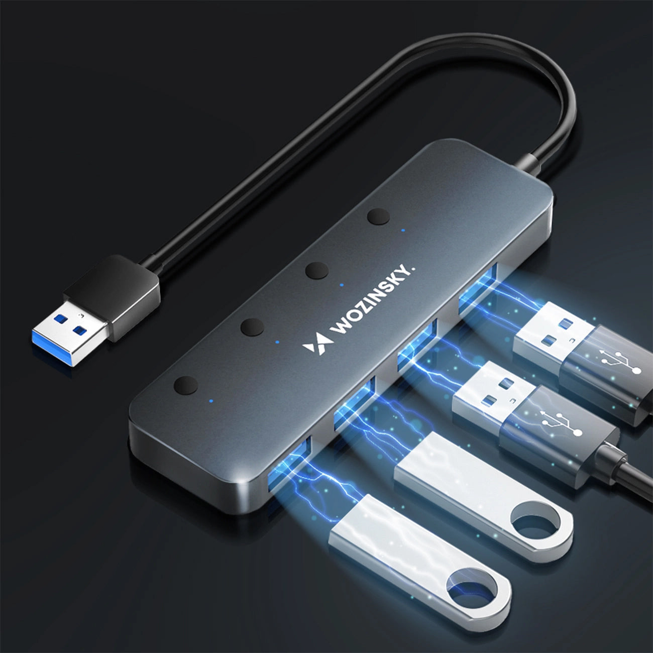 USB Hub WZK WHS080YSS, 4 x USB-A 3.0, Szürke