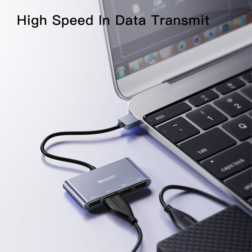USB Hub Yesido HB12, 4in1, Szürke