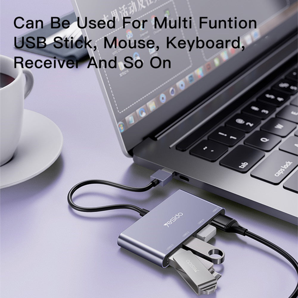 USB Hub Yesido HB12, 4in1, Szürke