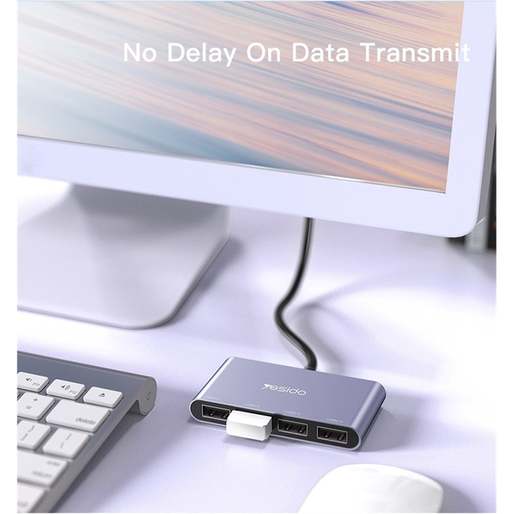 USB Hub Yesido HB12, 4in1, Szürke