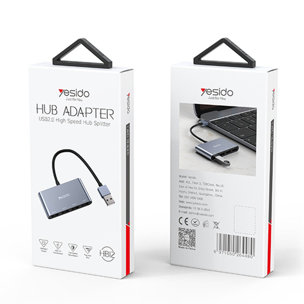 USB Hub Yesido HB12, 4in1, Szürke