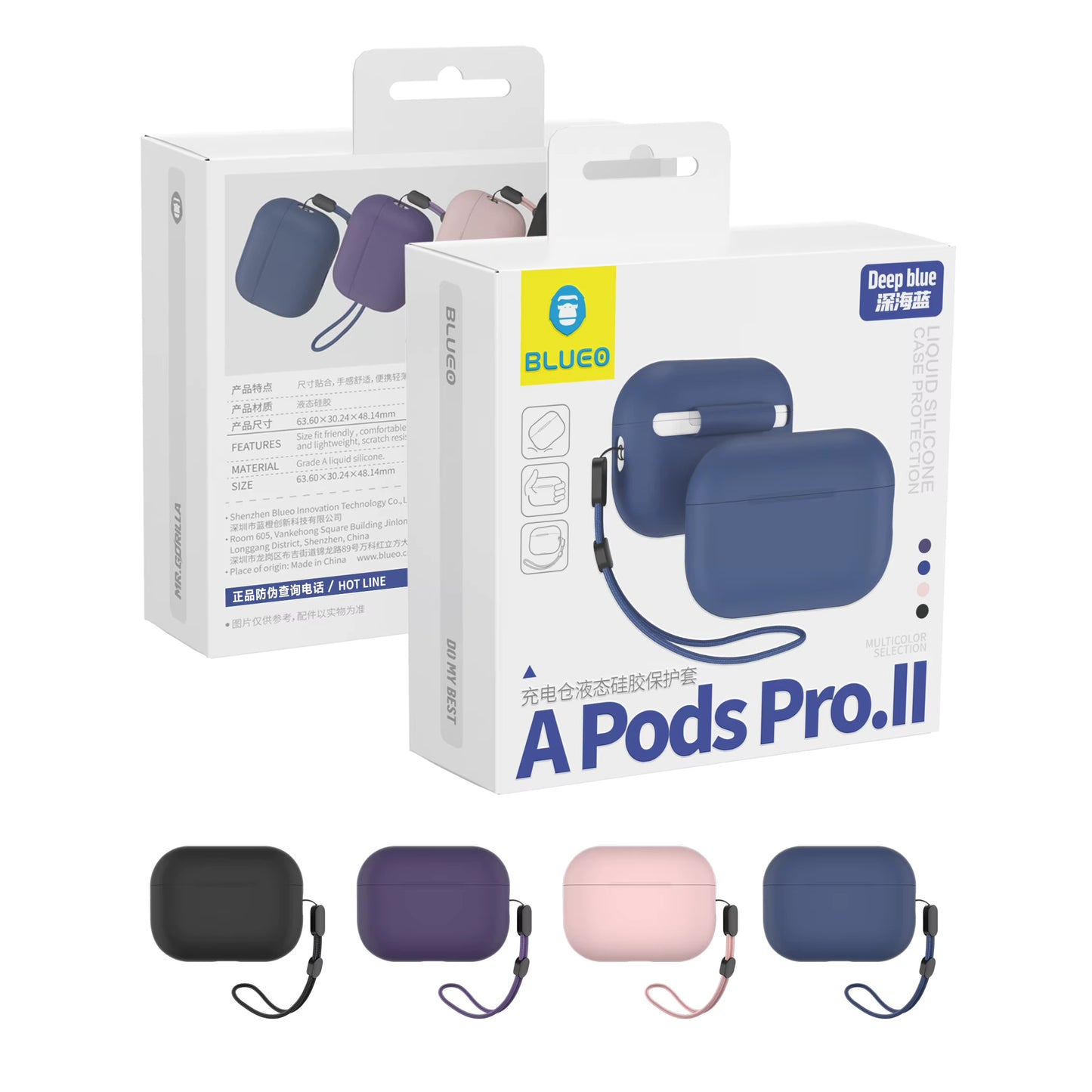 Blueo Liquid tok Apple AirPods Pro 2-höz, tengerészkék