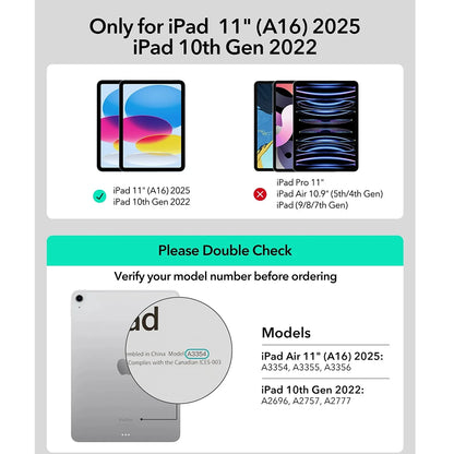 Keyboard Case for Apple iPad (2025) / (2022), ESR, Rebound, White