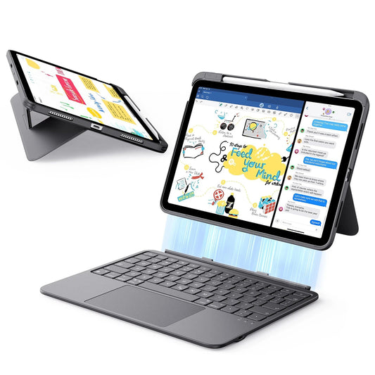 Tokozott billentyűzetes tok Apple iPad (2025) / (2022), ESR, Flex, Szürke