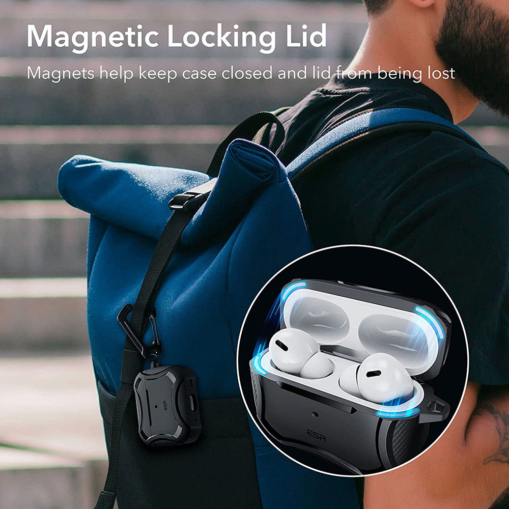 ESR Cyber Armor Tough tok Apple AirPods Pro sorozathoz, Fekete