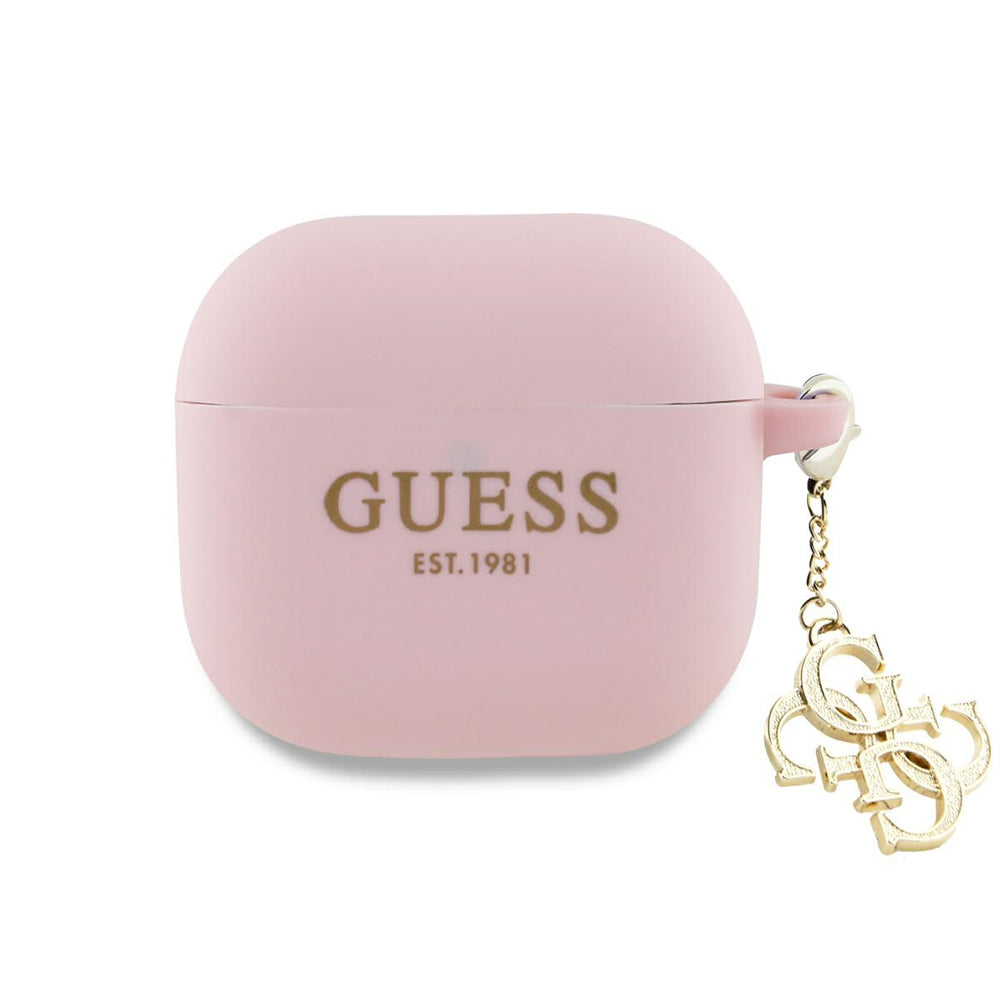 Guess W/4G Charm tok Apple AirPods 4-hez, Rózsaszín