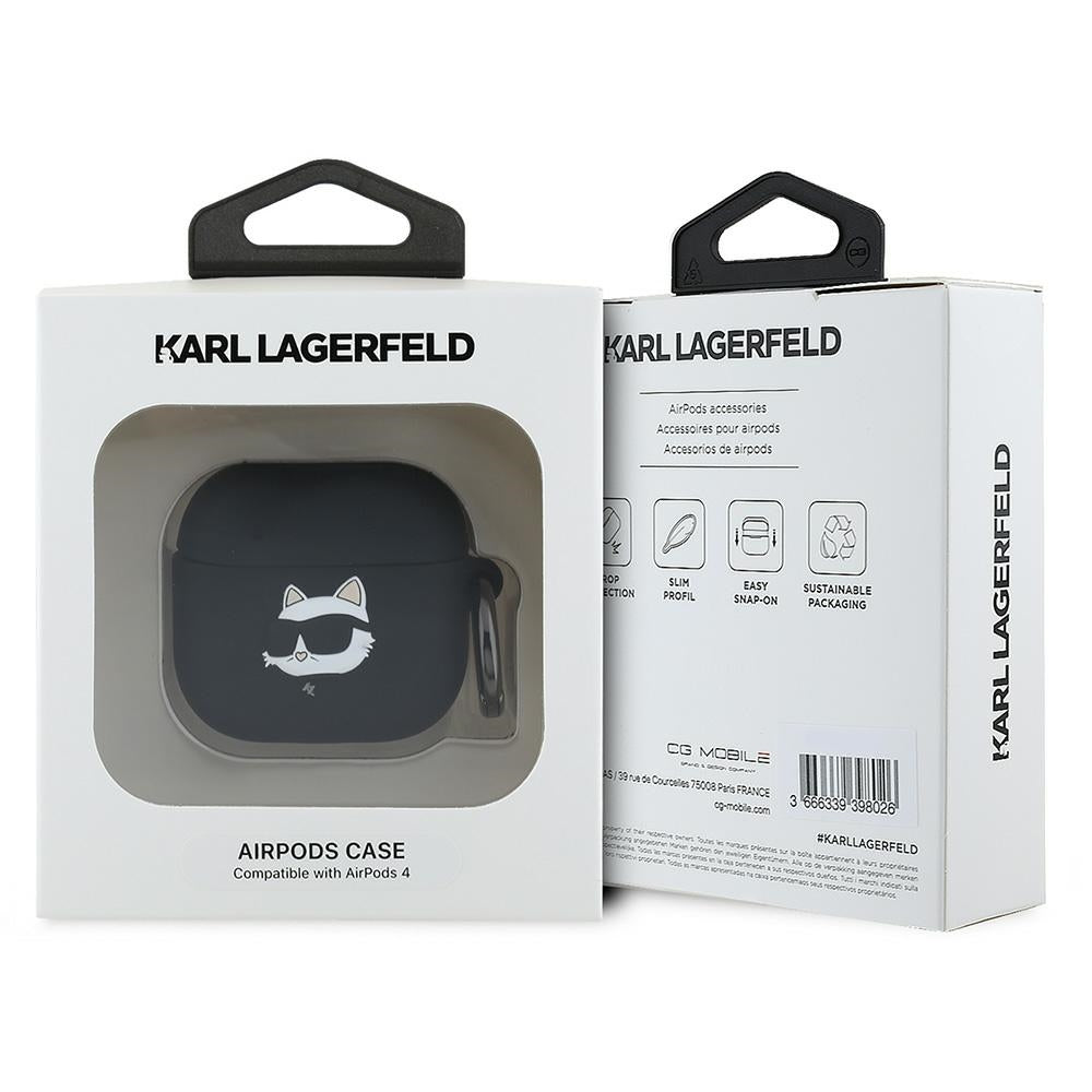 Karl Lagerfeld 3D Choupette's Head tok Apple AirPods 4-hez, Fekete