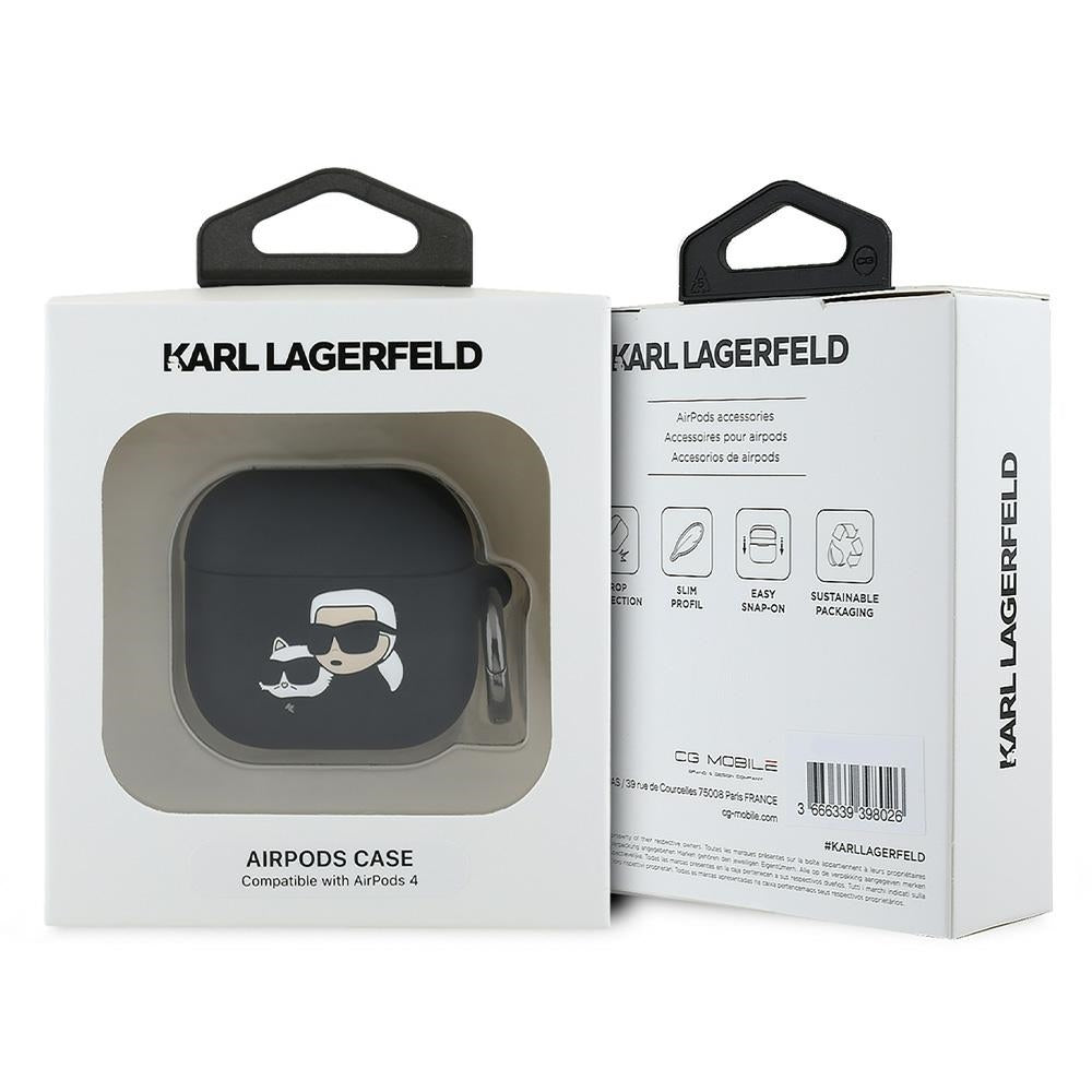Karl Lagerfeld 3D Karl & Choupette's Heads tok Apple AirPods 4-hez, Fekete