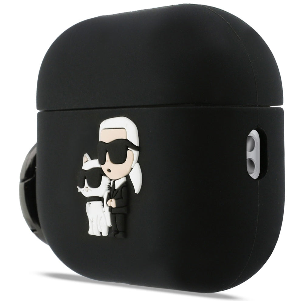 Karl Lagerfeld Silicone Karl & Choupette 3D tok Apple AirPods Pro 3-hoz, Fekete