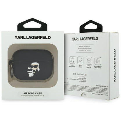 Karl Lagerfeld Silicone Karl & Choupette 3D tok Apple AirPods Pro 3-hoz, Fekete
