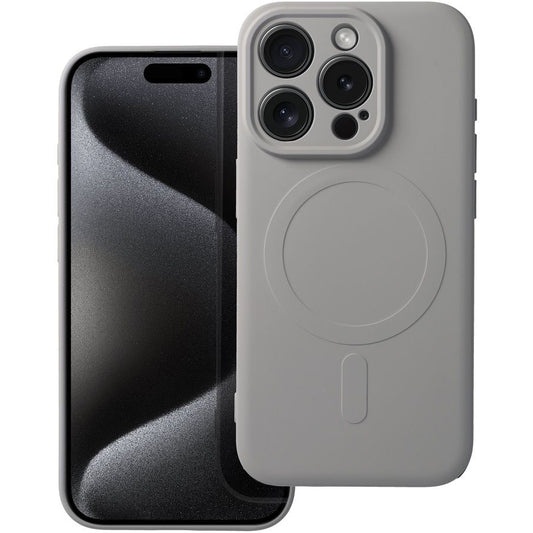 MagSafe tok Apple iPhone 15 Pro Max-hoz, OEM, Silicone Mag, Szürke