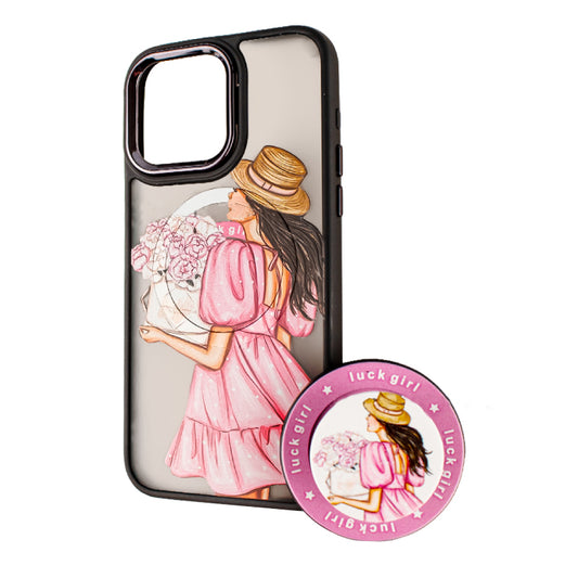 MagSafe tok Apple iPhone 14 Pro Max-hoz, BOTER, MagPopsocket Luck Girl, Többszínű