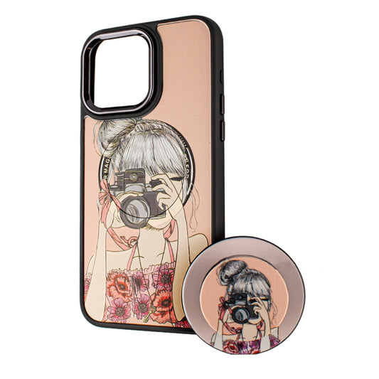 MagSafe tok Apple iPhone 14 Pro Max-hoz, BOTER, MagPopsocket Photo Girl, Többszínű