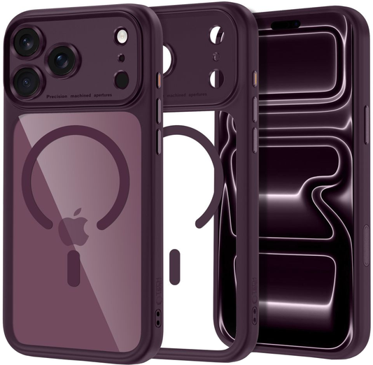 MagSafe tok Apple iPhone 18 Pro Max / 17 Pro Max számára, Tech-Protect, MagPeak CC, Átlátszó Bordó